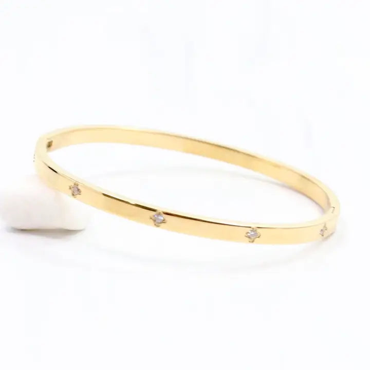 Gold bracelet with small diamonds Kerry Cz Clover Bracelet Gold