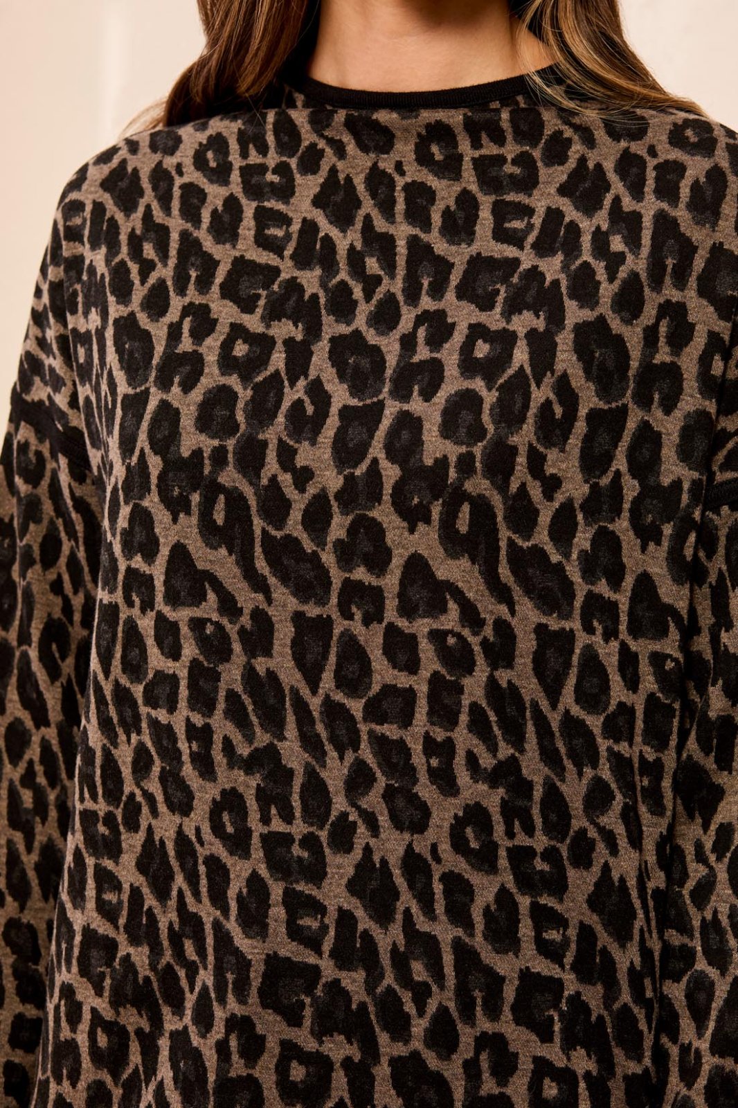 Leopard Print Mock Neck Sweater tribal
