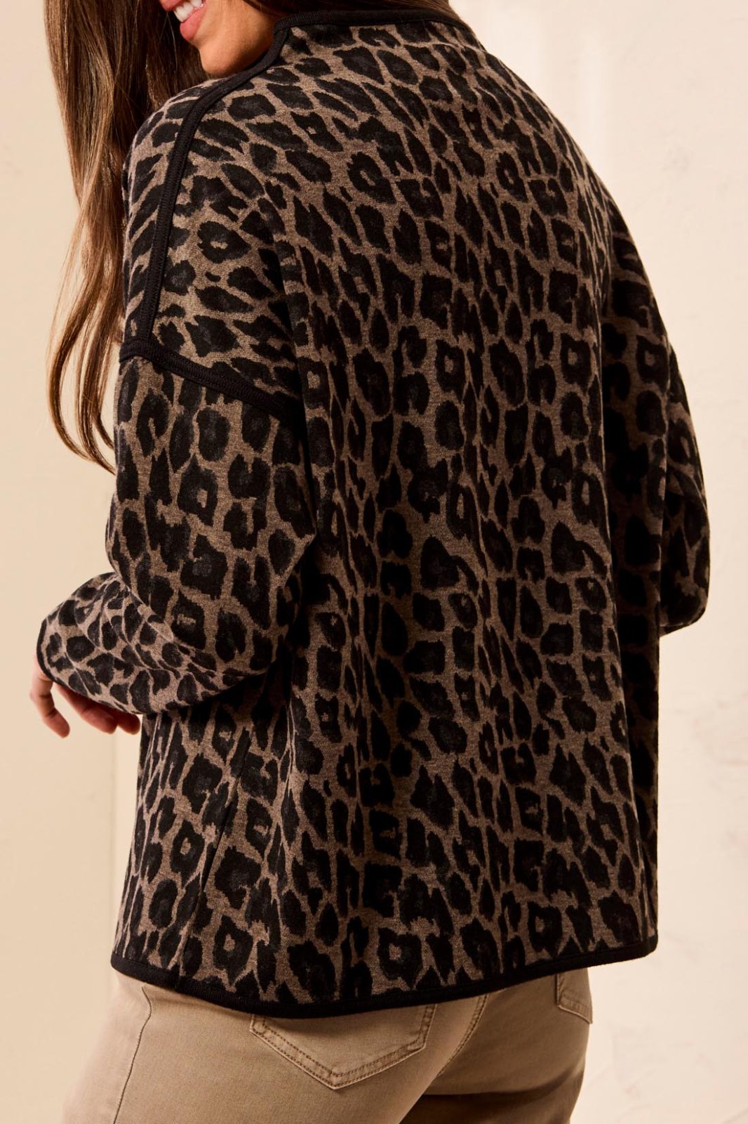 Leopard Print Mock Neck Sweater tribal