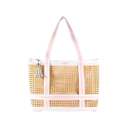 Woven tote Lifeguard Press Beach Hat Tote, Lilly Garden Home bag with pink straps 