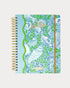 Lilly Pulitzer 2026-2027 17 Month Jumbo Agenda Spiral-bound planner with a decorative cover featuring sea shells and fish in the Color Day Dream Blue Throw Me A Line