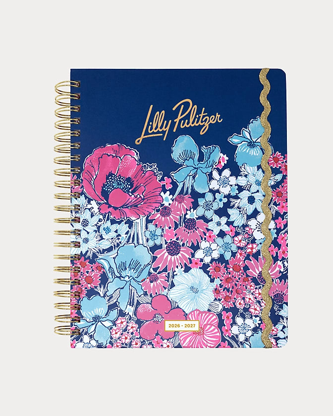 Lilly Pulitzer 2026-2027 17 Month Jumbo Agenda Floral color in  Starlight Navy In All Her Glory