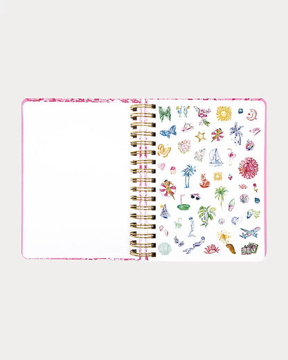 Pink floral Lilly Pulitzer 2026-2027 17 Month Large Agenda  Color in Conch Shell Pink Burst Of Joy