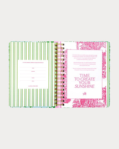 Lilly Pulitzer 2026-2027 17 Month Large Agenda Mint Condition Burst Of Joy color with floral design