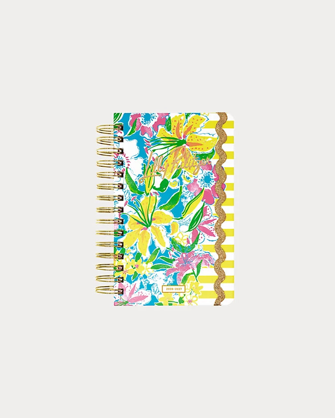 Floral Lilly Pulitzer 2026-2027 17 Month Medium Agenda notebook with gold spiral binding
