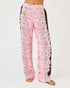 Lilly Pulitzer 32" Vianna Silk Palazzo Pant in Coco Beach Wildness Engineered Pant pink wide-leg pants with a floral print and dark brown side panels