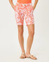 Lilly Pulitzer 9" Natia Knit Short in the color Sunset Orange Budding Romance