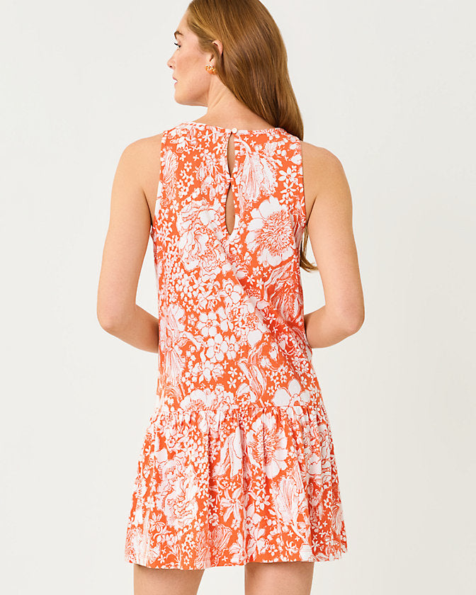 Lilly Pulitzer Dixi Dress in the color Sunset Orange Budding Romance