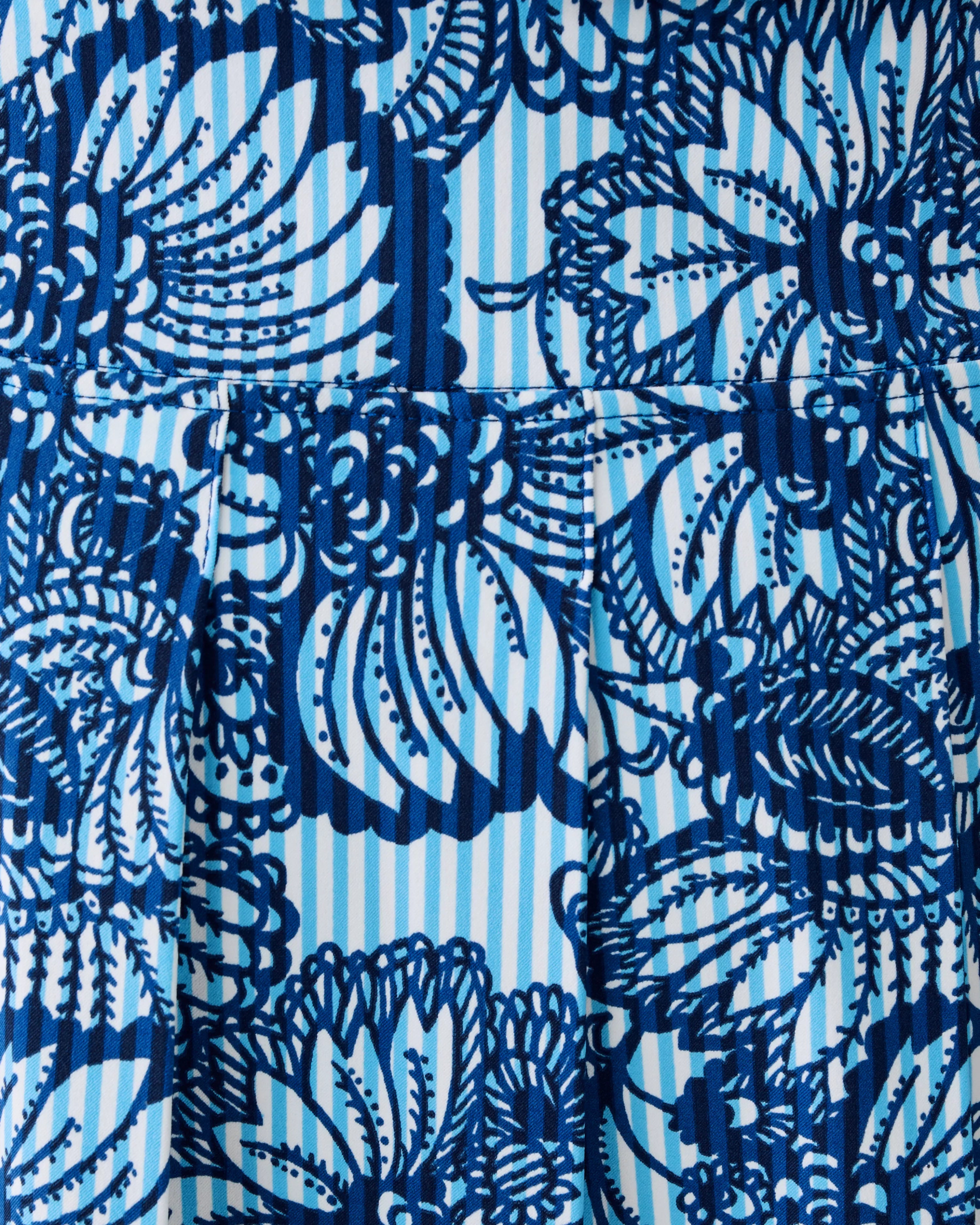 Close-up of a blue floral patterned fabric