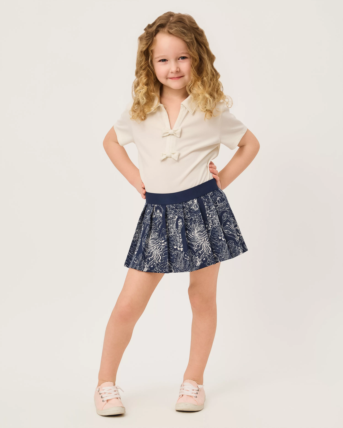 Lilly Pulitzer Girls Mini Frida Sleeved Polo Coconut