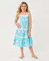 Lilly Pulitzer Girls Mini Zanna Midi Dress Capri Blue Shelden young girl blue floral coastal dress