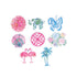  Lilly Pulitzer Jumbo Sticker Set of colorful stickers including a sun, elephant, butterfly, shell, cross, flowers, and palm trees