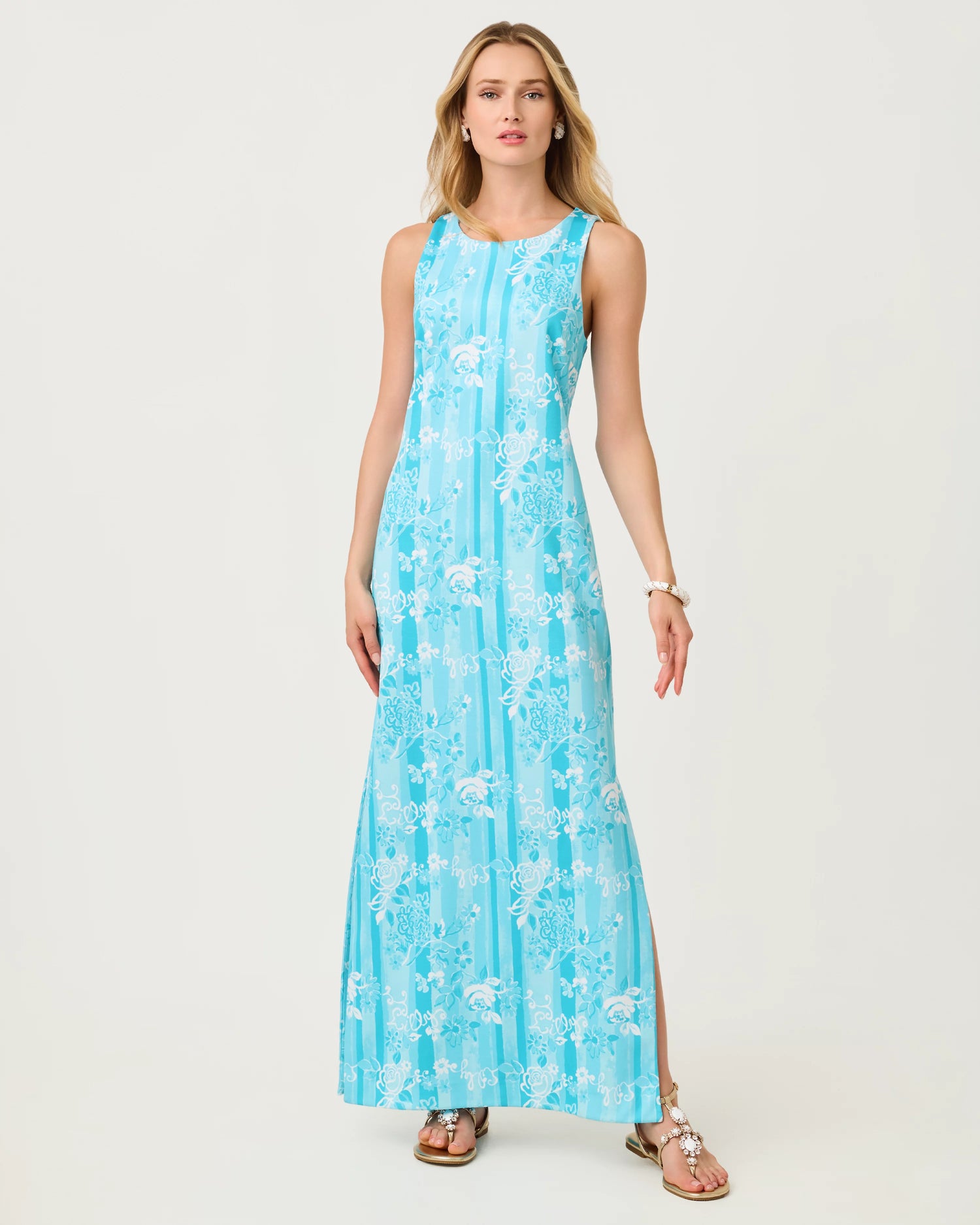 Lilly Pulitzer Melodie Maxi Dress Women's Dress Capri Blue Roseys : XL