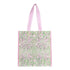Lilly Pulitzer Mesh Market Bag, Estoril a rectangular tote bag with a light green and pink paisley pattern, featuring light pink handles and pink side trim