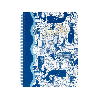 Lilly Pulitzer Mini Notebook Nassau Blue Thar She Blows Notebook with whale pattern