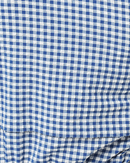 Close-up of blue and white checkered fabric