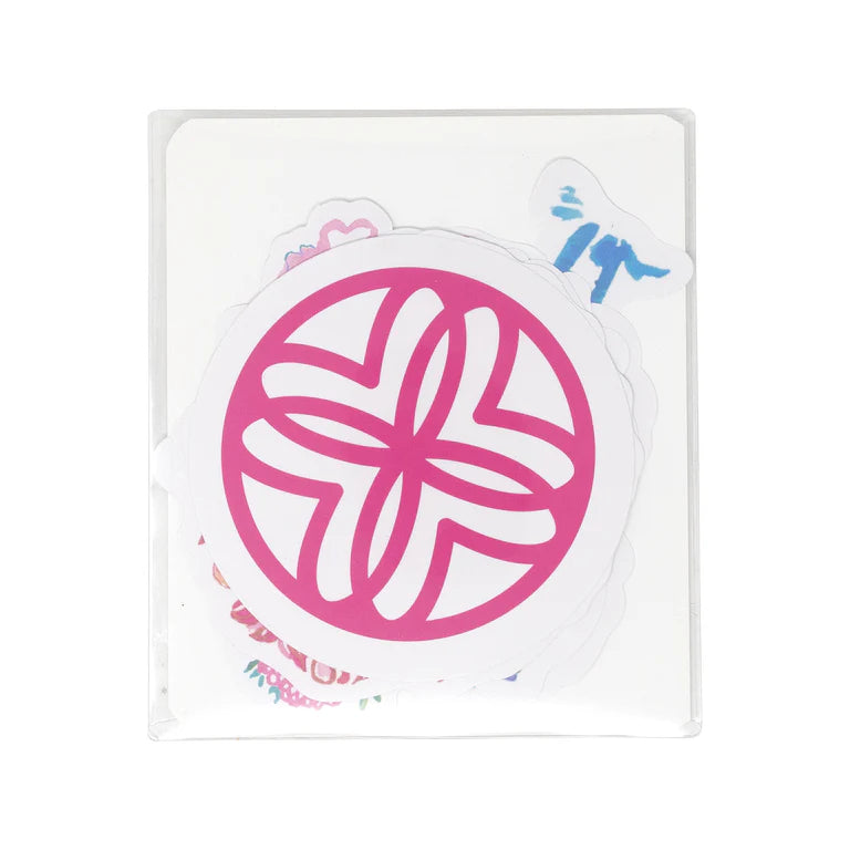  Lilly Pulitzer Jumbo Sticker Set of colorful stickers including a sun, elephant, butterfly, shell, cross, flowers, and palm trees