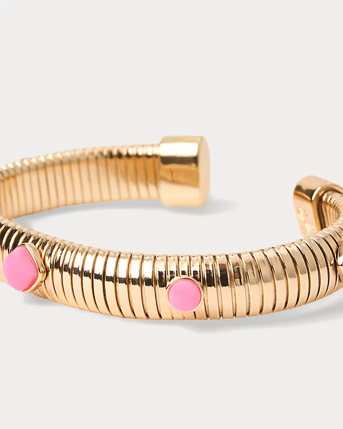 Lilly Pulitzer Sunshine Grove Bangle Bracelet gold bracelet with pink beads 