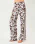 Lilly Pulitzer UPF 50+ 32" Demia High Rise Palazzo Pant in  Resort White Marni Engineered Chillylilly high-waisted, wide-leg pants with a brown and white floral print and a patterned side stripe