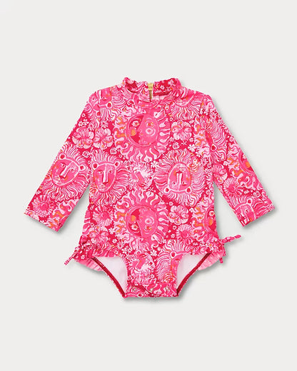 Lilly Pulitzer UPF 50+ Girls Idella Infant Rashguard Swimsuit in the color Paradise Punch Lil Jims Stuff