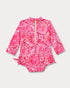 Lilly Pulitzer UPF 50+ Girls Idella Infant Rashguard Swimsuit in the color Paradise Punch Lil Jims Stuff