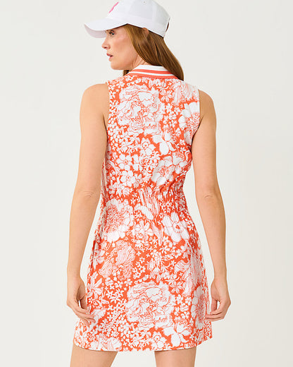 Lilly Pulitzer UPF 50+ Luxletic Love Active Sleeveless Dress in the color Sunset Orange Budding Romance