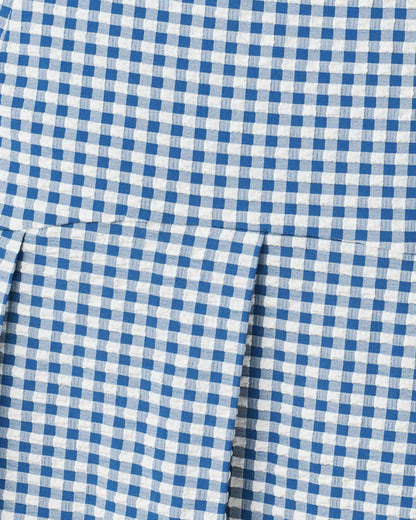 Close-up of blue and white checkered fabric