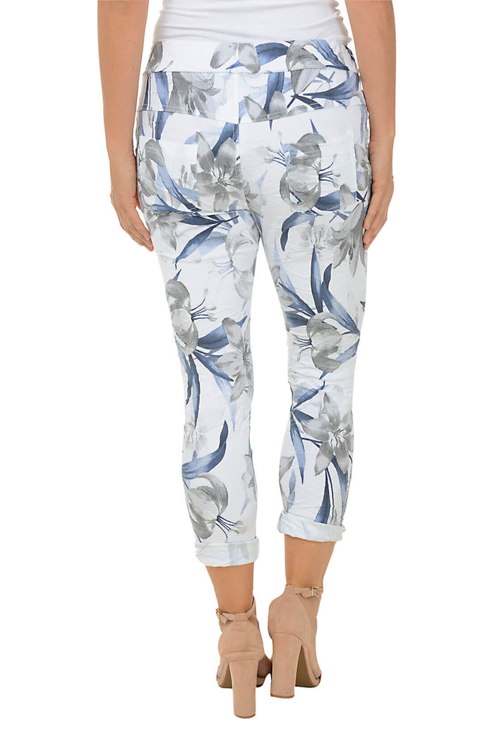 Look Mode | Flower Jegging Pant - White