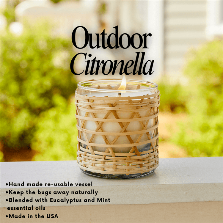 Field + Fleur | Eucalyptus Mint Citronella Bamboo Wrapped Candle 7oz.