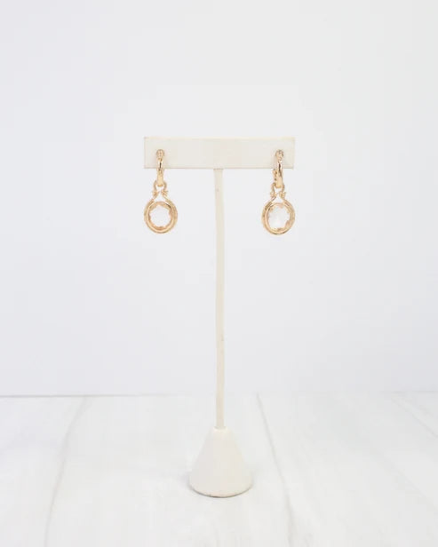 gold Medford Circular Drop Hoop Earring Clear