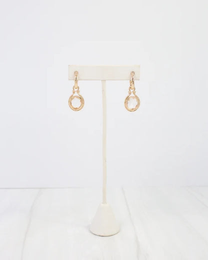gold Medford Circular Drop Hoop Earring Clear
