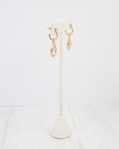 Medford Circular Drop Hoop Earring Clear gold