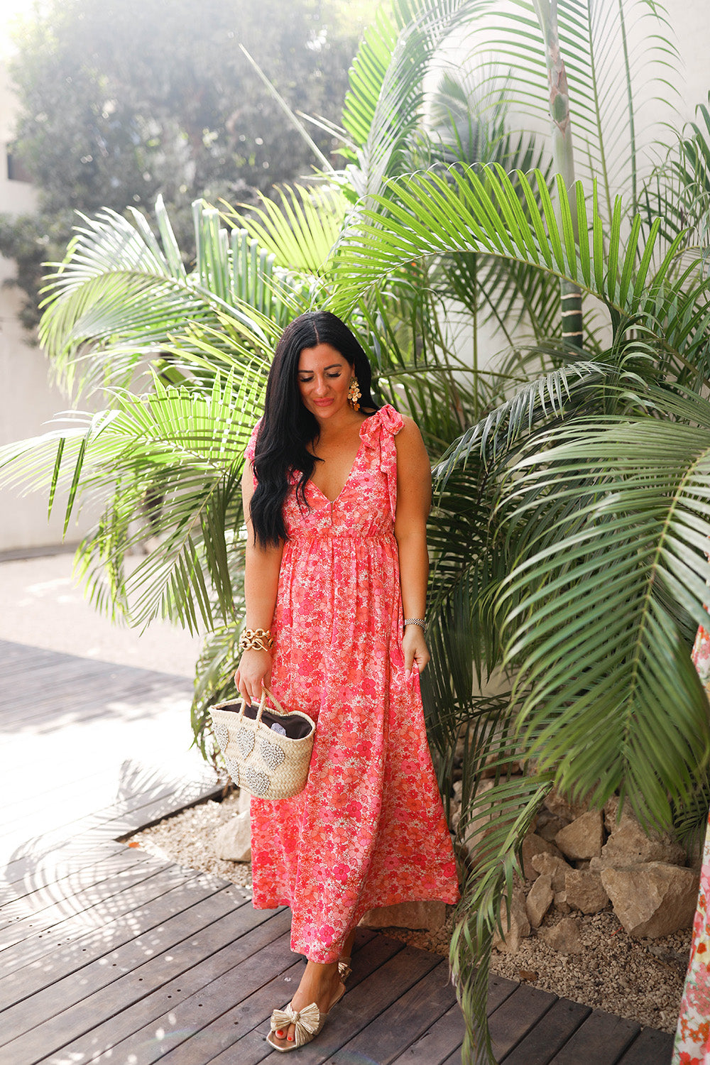 Meme Tie-Shoulder Maxi Dress - Hawaiian Sun