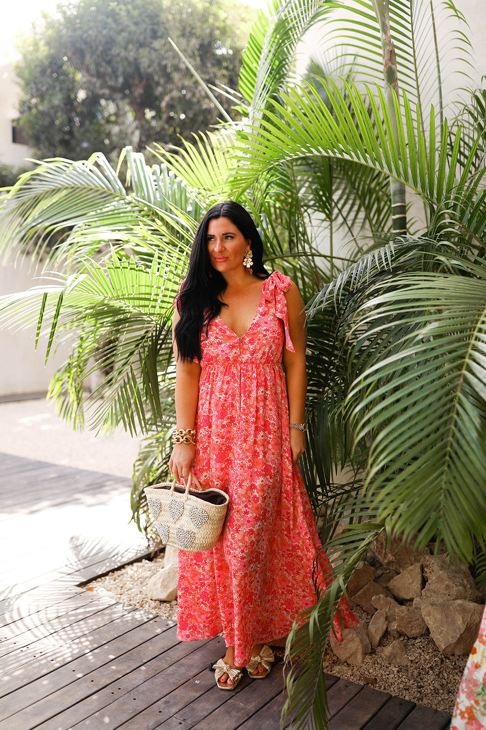 Meme Tie-Shoulder Maxi Dress - Hawaiian Sun