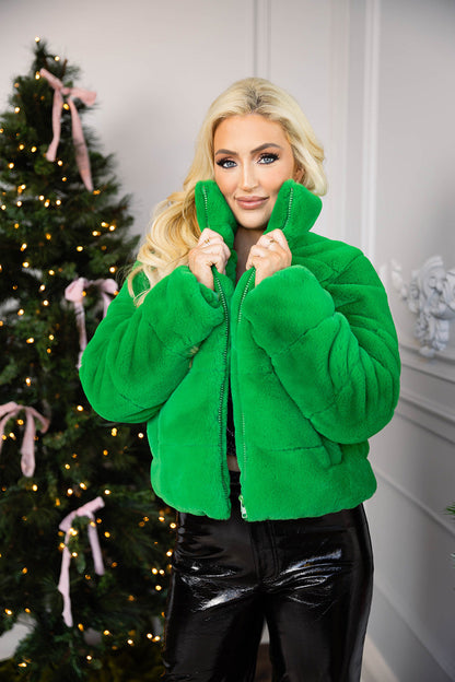 Noella Faux Fur Jacket - Green