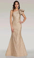 One Shoulder Floral Embossed Evening Dress - Gia Franco 12375