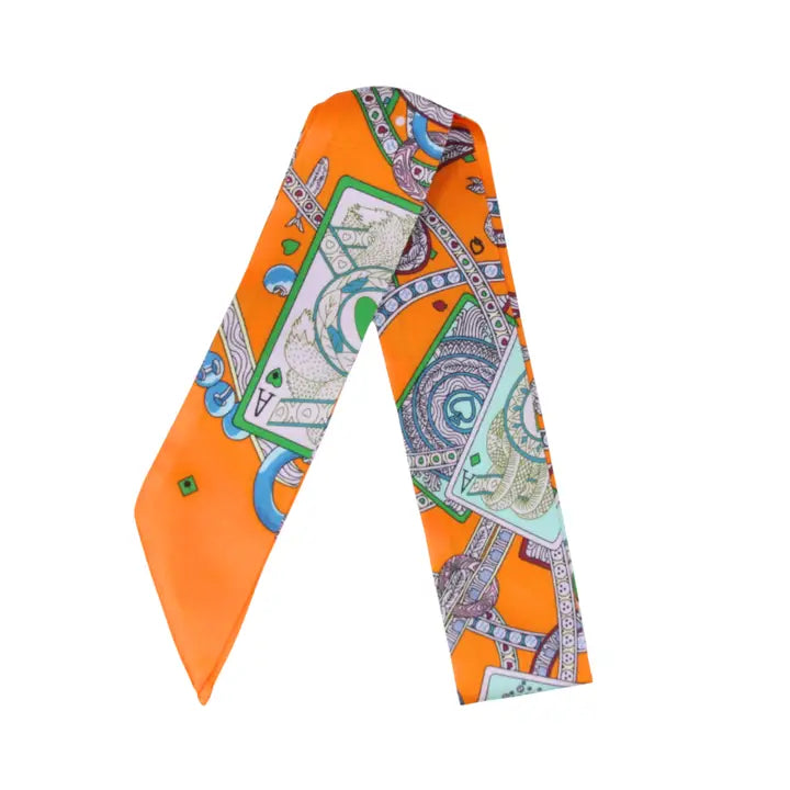 Playing Card Skinny Silk Scarf – Cloister Collection