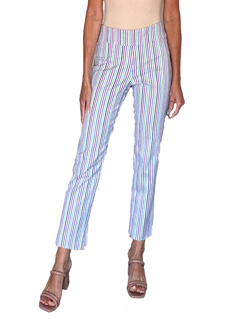 Krazy Larry | Stripe Print Pant - White Multi