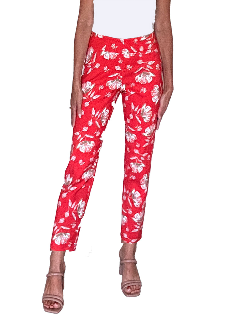 Krazy Larry | Flowers Print Pant - Tangerine