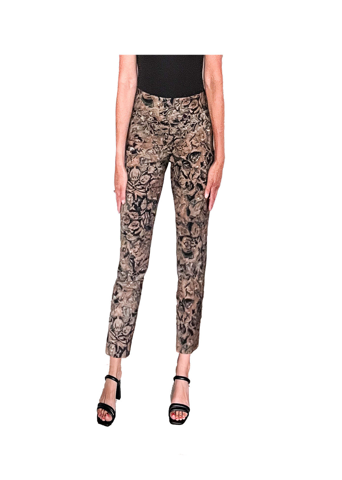 Krazy Larry | Brown Leaves  Print Pant