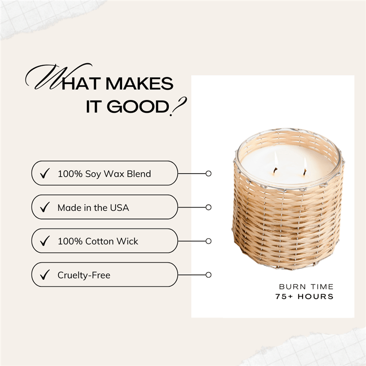 Field + Fleur | Peony Blush 2 Wick Handwoven Candle 12oz.