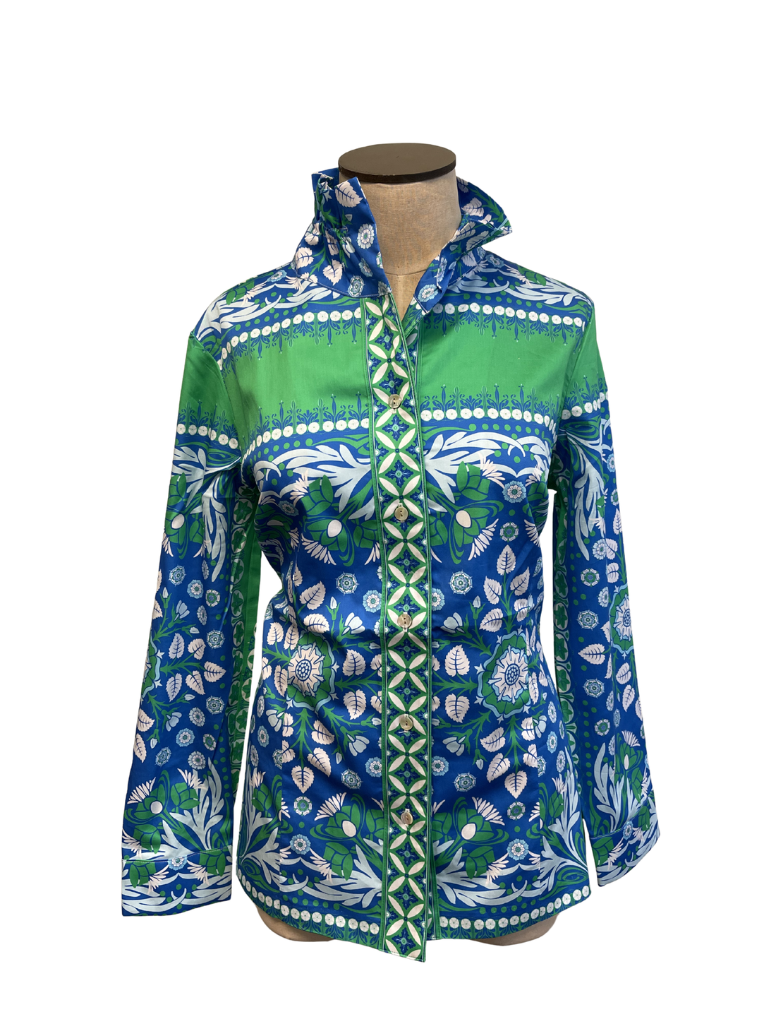 Patty Kim | Elizabeth Blouse - Cobalt colorful patterned shirt