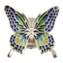 Butterfly-shaped Petite Magnetic Butterfly Brooch: Silver W/Blue-Green Wings with blue, green, and black wings 