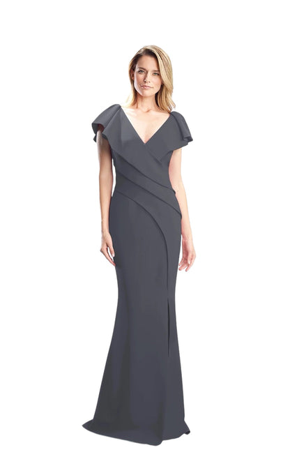 Daymor Couture | Vneck Gown with Ruffle Sleeve