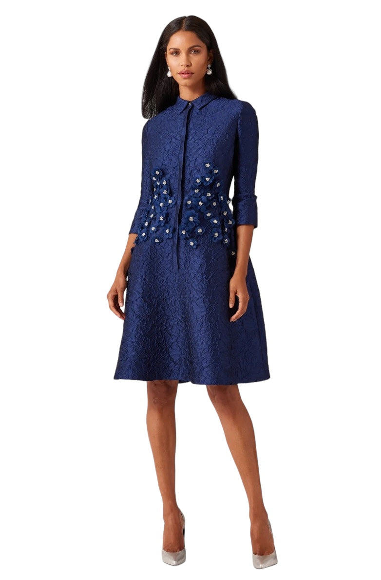 Teri Jon | Jacquard Dress W/3-d Applique