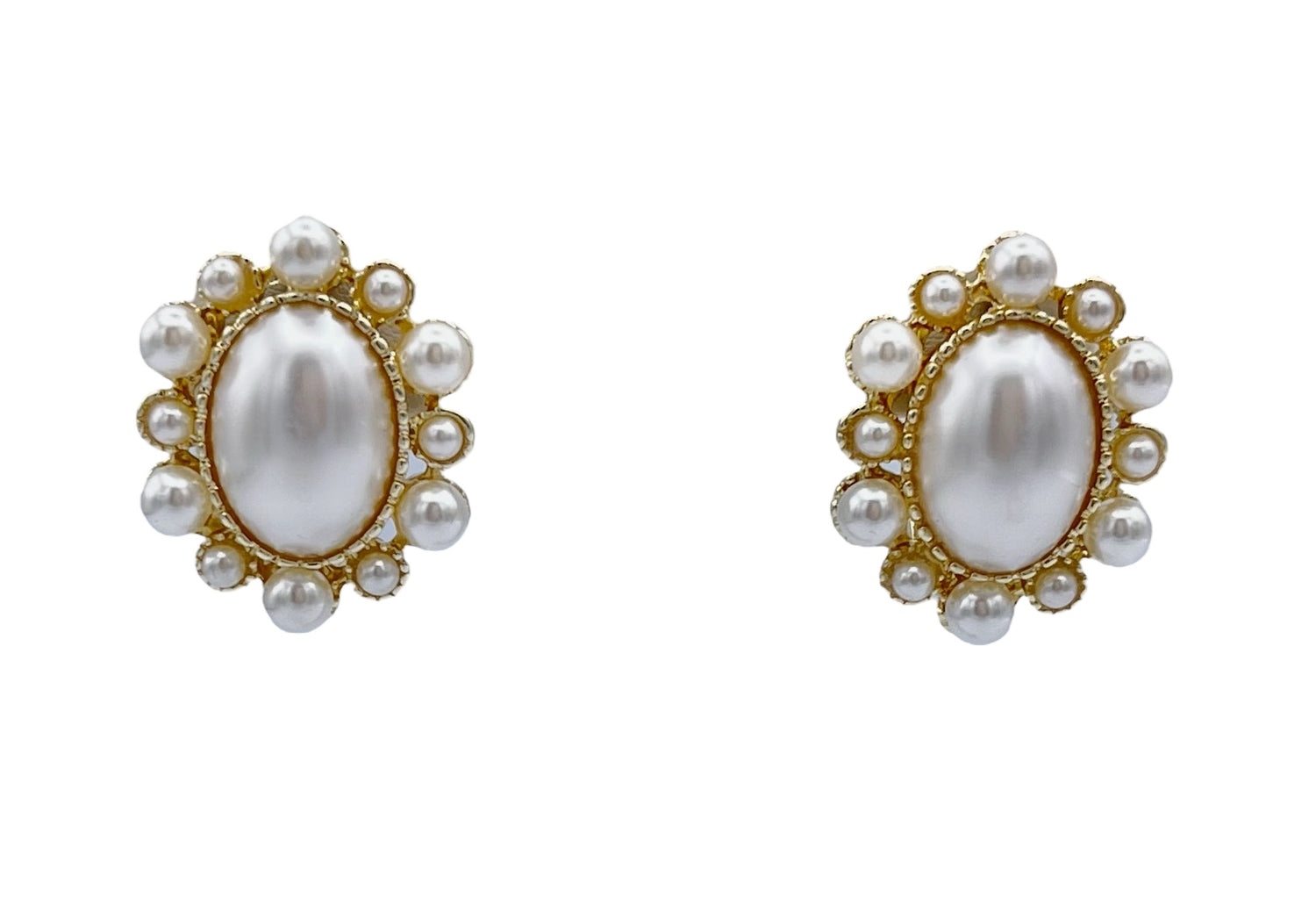 Lordane,inc. | Gold Pearl Oval Clip Earring | Lordane,inc. | Cloister Collection Designer Fashion