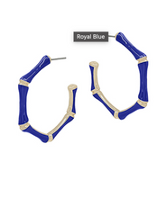 Load image into Gallery viewer, Cloister Collection | Enamel Bamboo Hoops
