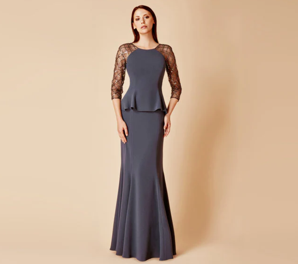 Daymor Couture | Long Peplum Dress