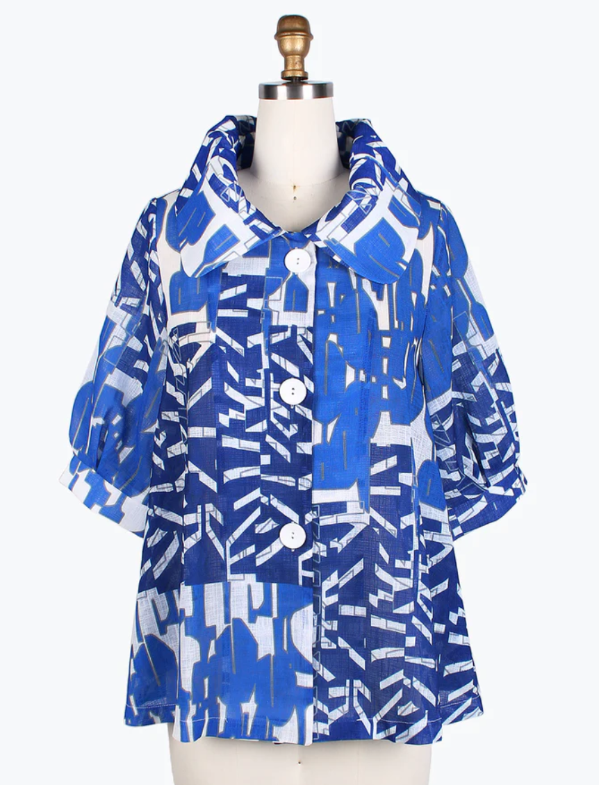 Damee | Blue Abstract Mesh Jacket