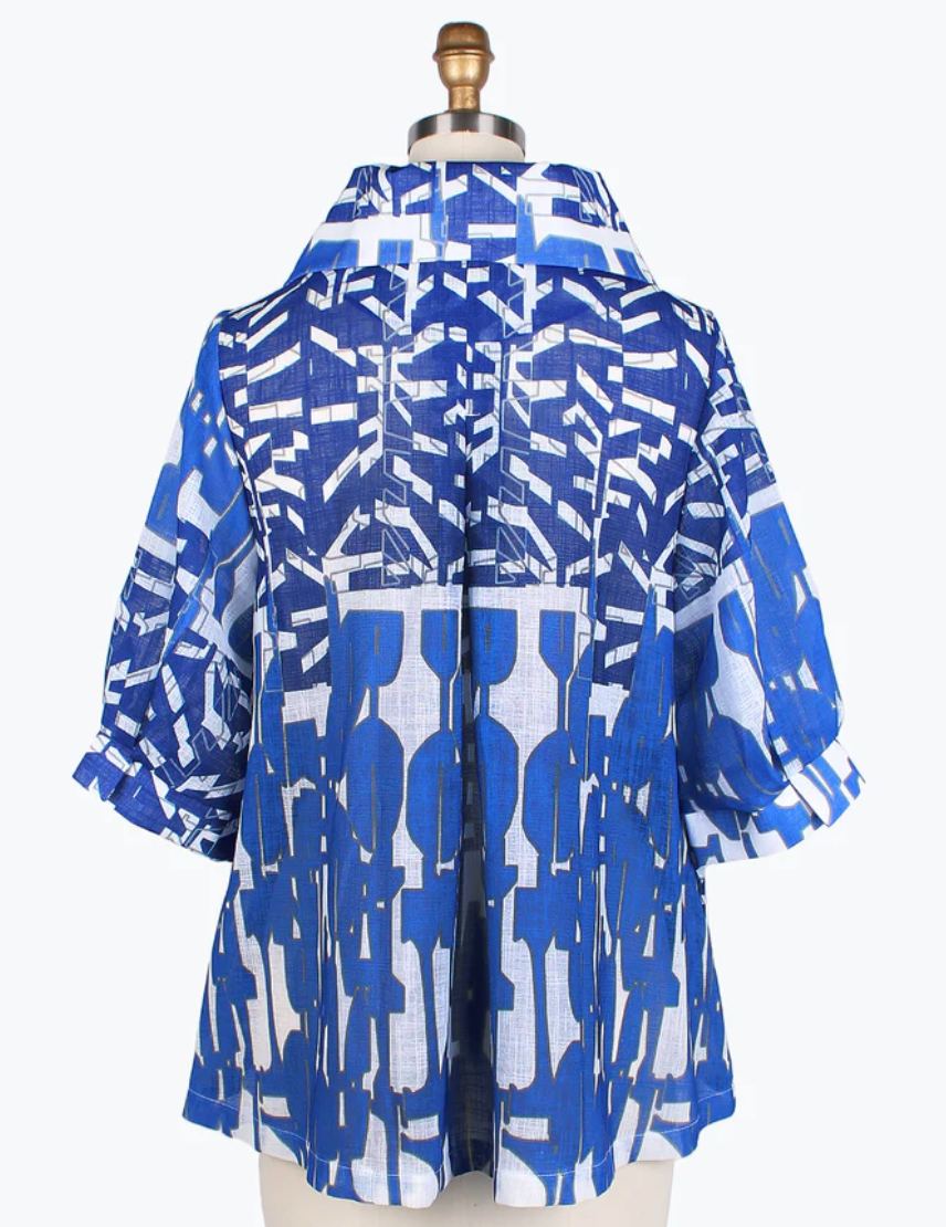 Damee | Blue Abstract Mesh Jacket